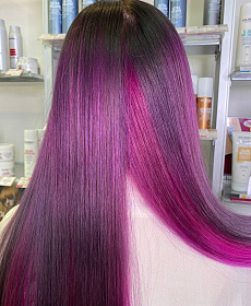Окрашивание волос в фиолетовый с розовым